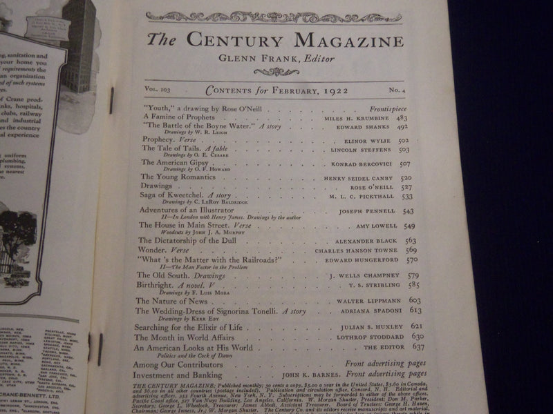 1922 FEBRUARY THE CENTURY MAGAZINE - MAXFIELD PARRISH JELL-O AD - SP 2604