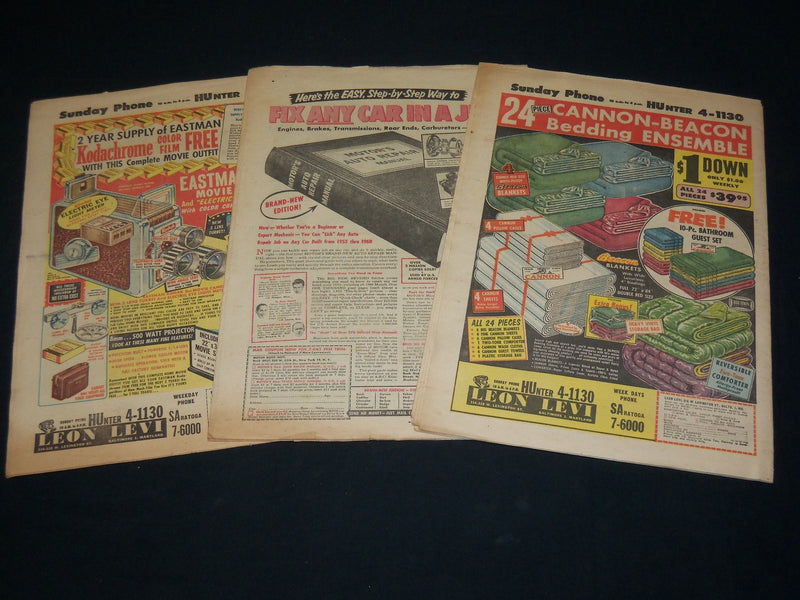 1960 BALTIMORE AMERICAN SUNDAY PICTORIAL SECTIONS LOT OF 3 - COMICS - NP 5339
