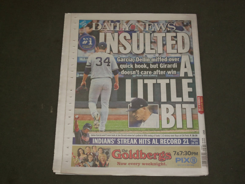 2017 SEPTEMBER 14 NEW YORK DAILY NEWS - CLEVELAND INDIANS WIN 21 GAMES IN A ROW