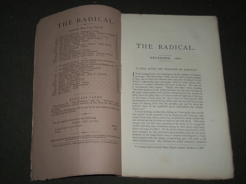 1865-1869 THE RADICAL MONTHLY MAGAZINE LOT OF 27 - NATURAL RELIGION - WR 1371