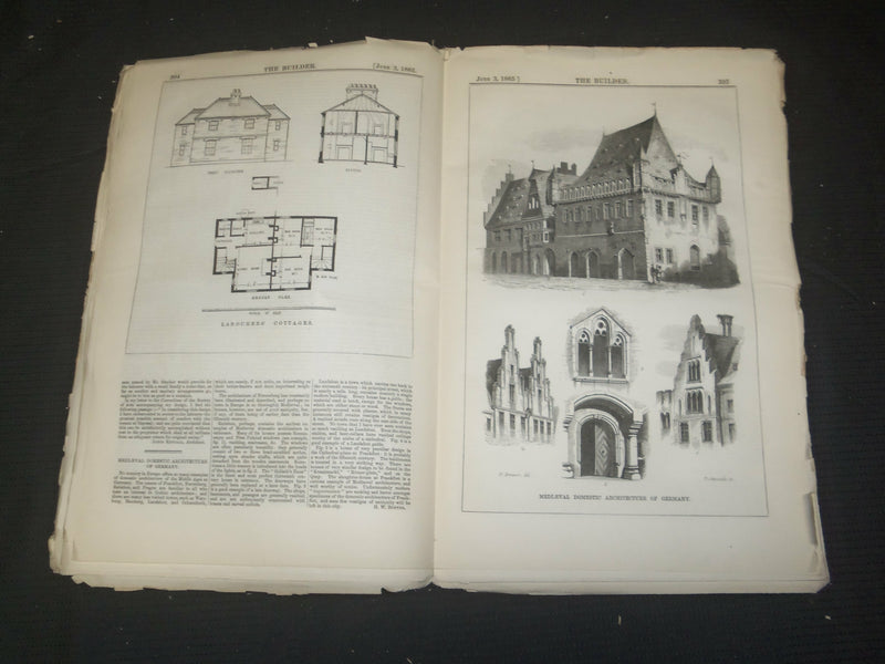 1865 JUNE 3 THE BUILDER ARCHITECT MAGAZINE - ILLUSTRATIONS - ST 415Q