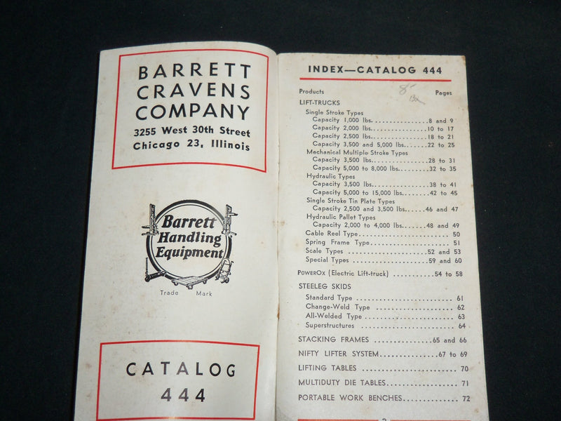 1940'S BARRETT CRAVENS COMPANY EQUIPMENT HANDLING CATALOGUE - J 6685