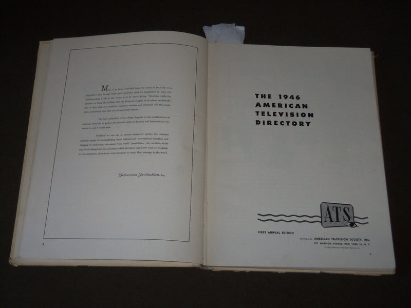 9146 AMERICAN TELEVISION SOCIETY INC. DIRECTORY BOOK - HARDCOVER - KD 4879