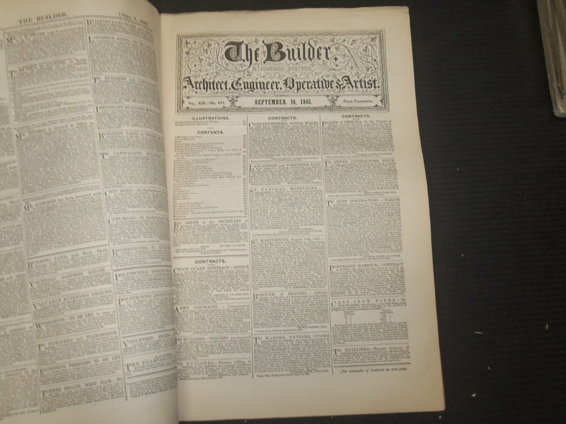 1861 SEPTEMBER THE BUILDER ARCHITECT MAGAZINE - 4 ISSUES ILLUSTRATIONS - ST 416N