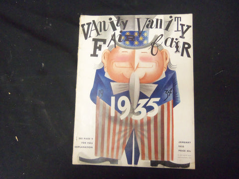 1935 JANUARY VANITY FAIR MAGAZINE-ILLUSTRATED COVER, PHOTOS, ARTICLES - ST 3124