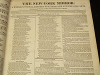 1832-1833 NEW YORK MIRROR AND LADIES GAZETTE BOUND VOLUME - ENGRAVINGS - R 89L