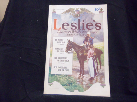 1914 OCTOBER 15 LESLIE'S WEEKLY MAGAZINE - GREAT PHOTOS & ADS - ST 1296