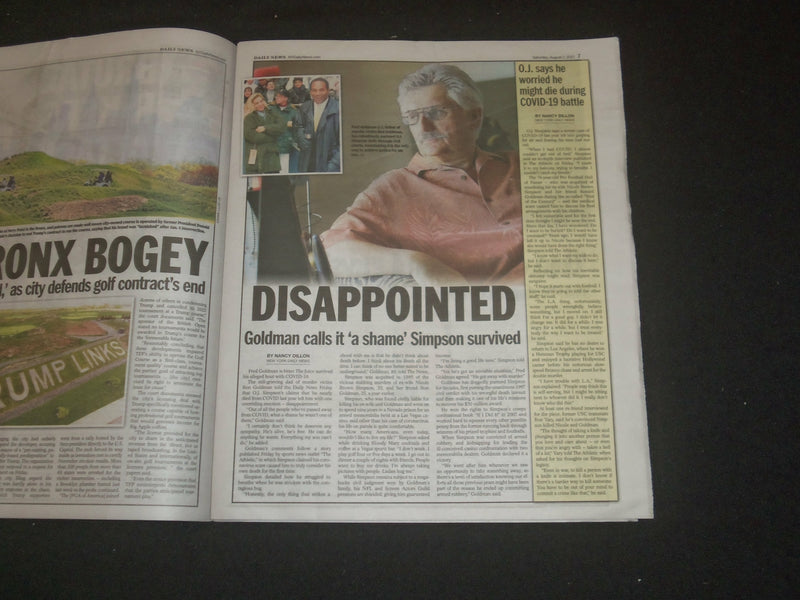 2021 AUGUST 7 NEW YORK DAILY NEWS NEWSPAPER - FRED GOLDMAN: TOO BAD O.J. LIVED