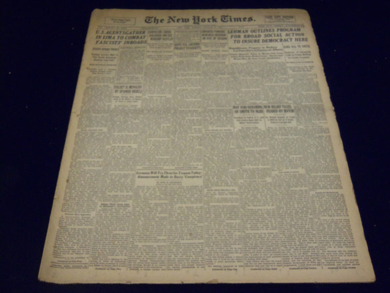 1939 JAN 3 NEW YORK TIMES U. S. AGENTS IN LIMA COMBAT FASCISTS INROADS- NT 1345