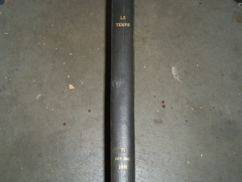 1931 OCTOBER-DECEMBER LE TEMPS FRENCH NEWSPAPER BOUND VOLUME - VB 10