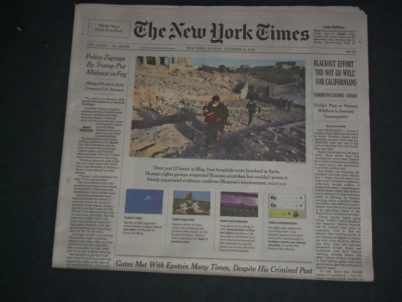 2019 OCTOBER 13 NEW YORK TIMES - POLICY ZIGZAGS BY TRUMP PUT MIDEAST IN FOG