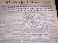 1944 DECEMBER 9 NEW YORK TIMES - CHURCHILL WINS GREEK POLICY - NT 3695