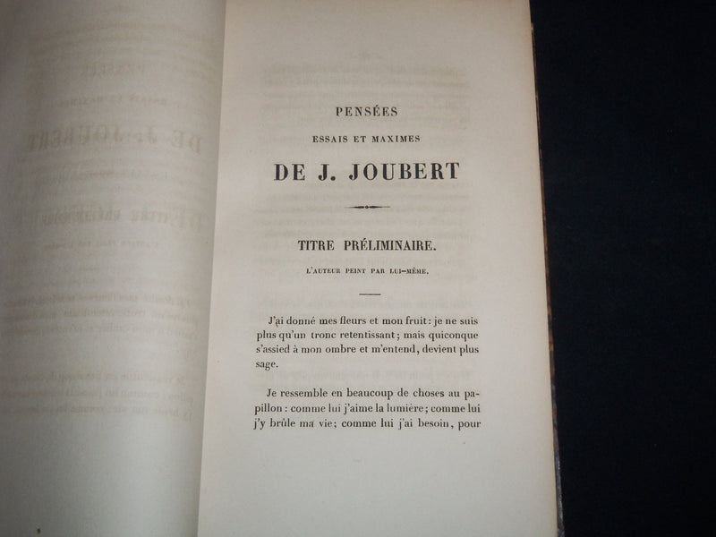 1842 PENSEES ESSAIS ET MAXIMES DE JOUBERT FRENCH VOLUME - PART 1 & 2- KD 4815C