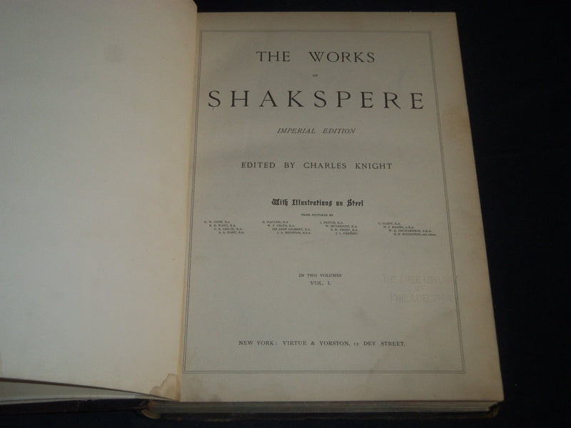 1870'S-1880'S THE WORKS OF SHAKSPERE IMPERIAL EDITION VOLUME LOT OF 3 - Z 173