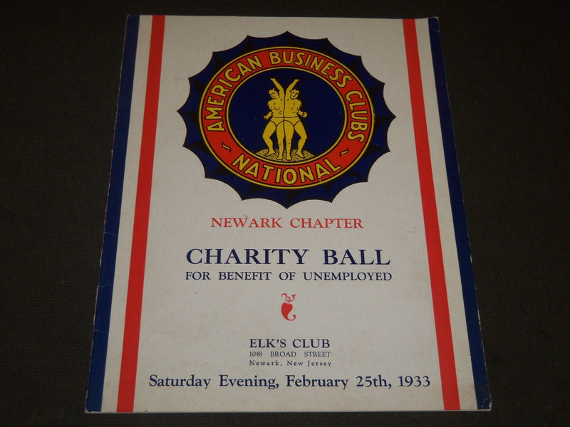 1933 AMERICAN BUSINESS CLUBS CHARITY PROGRAM - NEWARK NEW JERSEY - J 5225