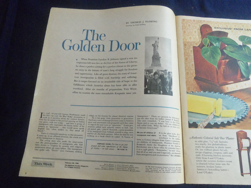 1966 FEB 20 PHILADELPHIA ENQUIRER SUNDAY TODAY MAGAZINE - GOLDEN DOOR - B 4165B