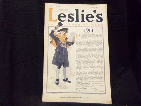 1914 JANUARY 1 LESLIE'S WEEKLY MAGAZINE - GREAT PHOTOS & ADS - ST 1260