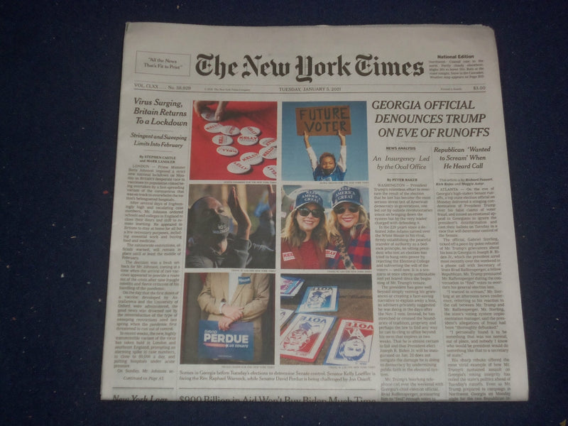 2021 JANUARY 5 NEW YORK TIMES-GEORGIA OFFICIAL DENOUNCES TRUMP ON EVE OF RUNOFFS