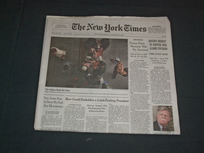 2019 JANUARY 14 NEW YORK TIMES - BARR COULD EMBOLDEN A LIMIT-PUSHING PRESIDENT