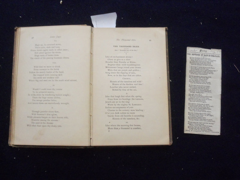 1873 LATER LAYS AND LYRICS HARDCOVER BOOK BY W.H.C. HOSMER- KD 8450