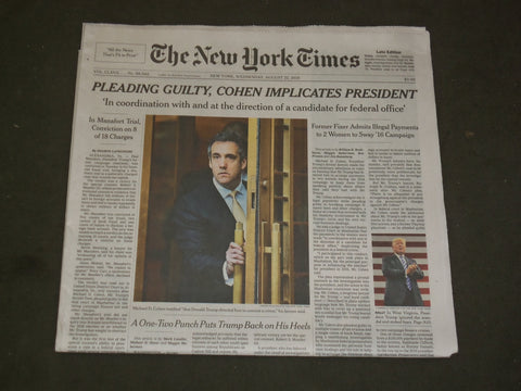 2018 AUGUST 22 NEW YORK TIMES - MICHAEL COHEN PLEADS GUILTY - IMPLICATES TRUMP