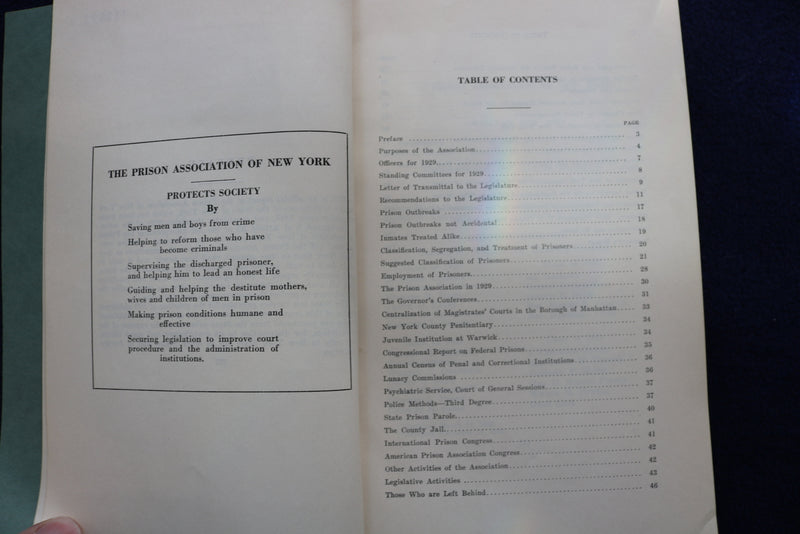 1929 PRISON ASSOCIATION OF NEW YORK ANNUAL REPORT SOFTCOVER BOOK - K 864