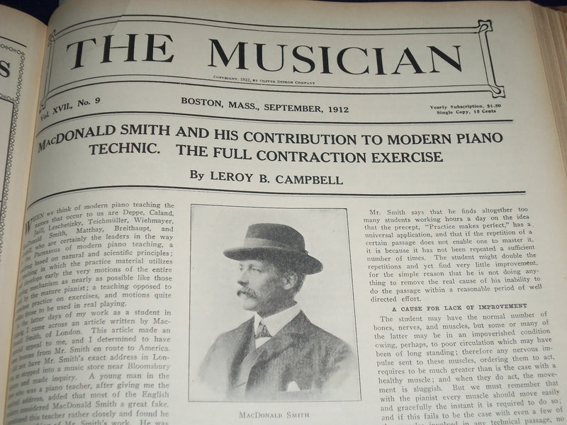 1912 THE MUSICIAN BOUND VOLUME NO. 17 PART 1 - GREAT PHOTOS & ADS - KD 2287