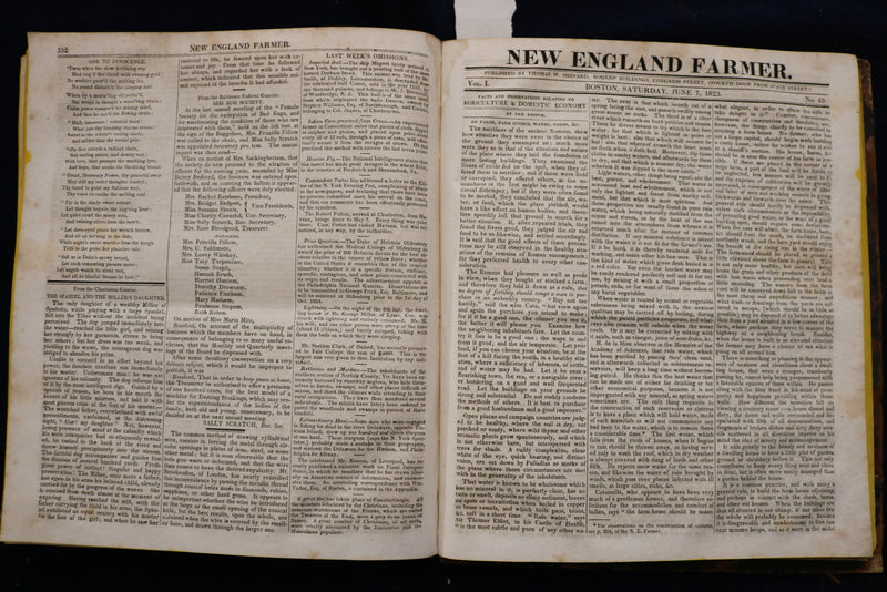 1822-1823 NEW ENGLAND FARMER BOUND VOLUME #1 - KD 9537