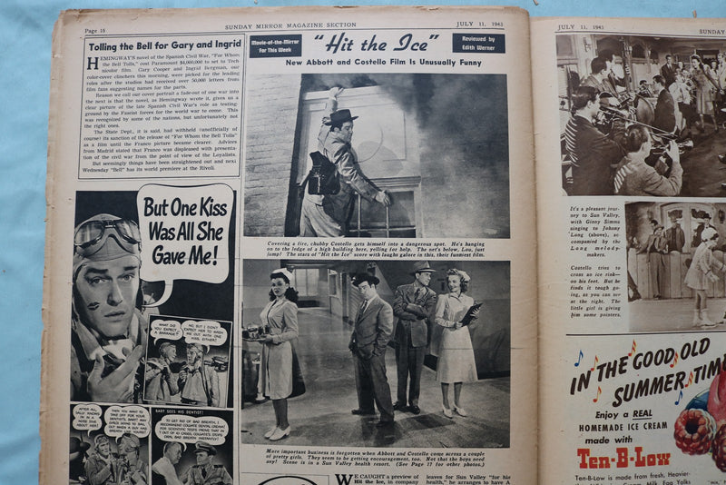 1943 JULY 11 SUNDAY MIRROR MAGAZINE SECTION - COOPER-BERGMAN-ROCKWELL - NP 9088