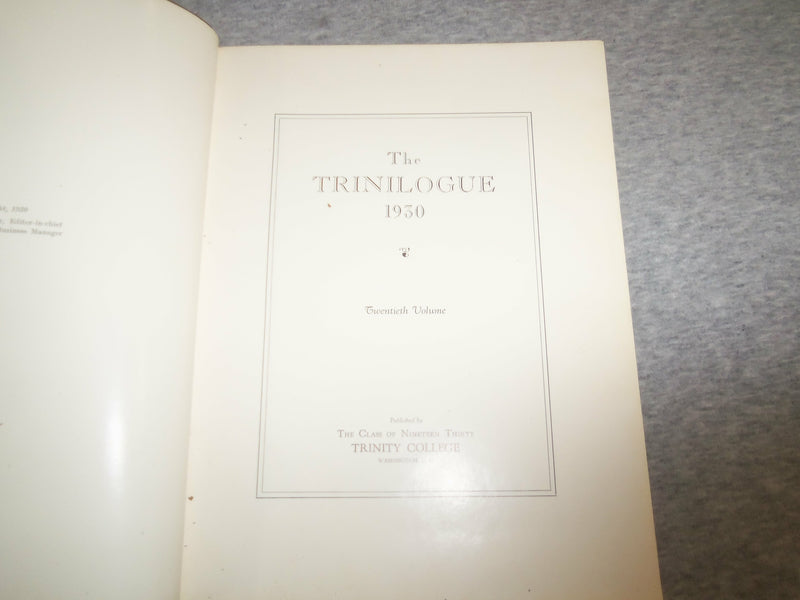 1930 THE TRINILOGUE TRINITY COLLEGE YEARBOOK - WASHINGTON, D.C. - YB 2501