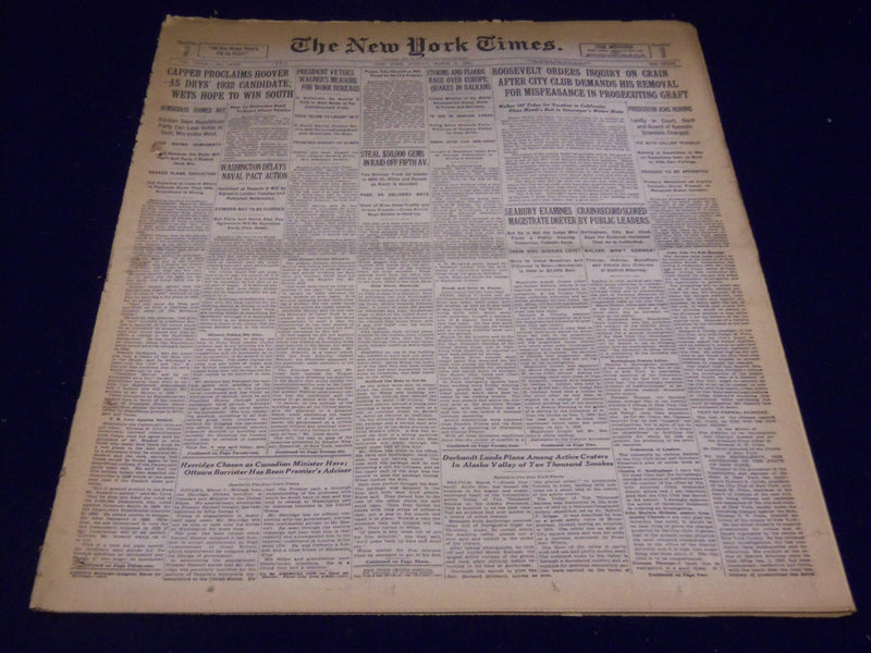 1931 MAR 8 NEW YORK TIMES - ROOSEVELT ORDERS INQUIRY ON CRAIN - NT 2156
