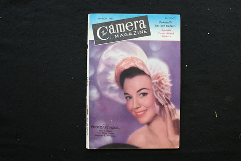 1951 MARCH THE CAMERA MAGAZINE - WOMAN IN PINK POND HAT COVER - K 357