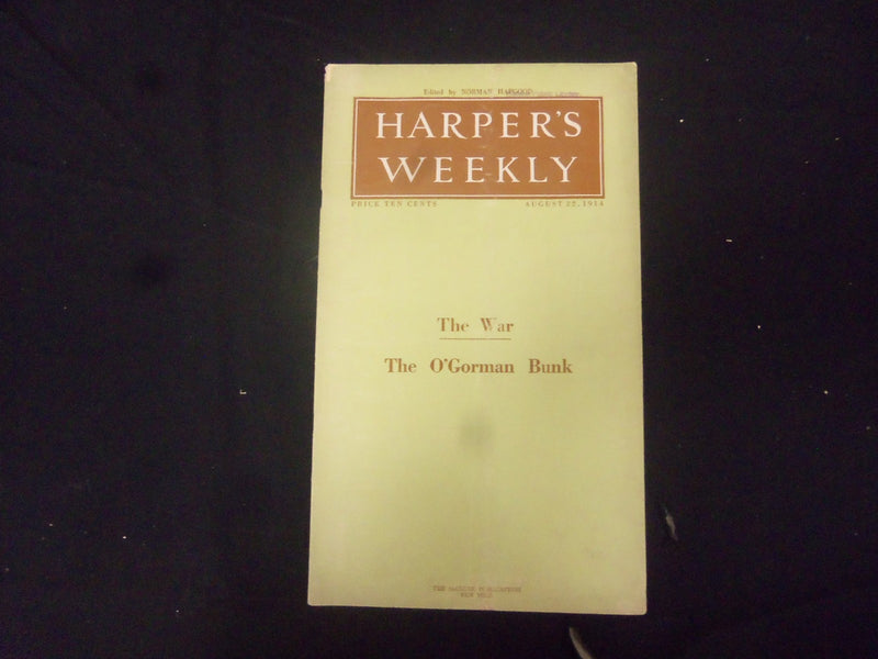 1914 AUGUST 22 HARPER'S WEEKLY MAGAZINE - NICE ARTICLES & ILLUSTRATIONS- ST 2495