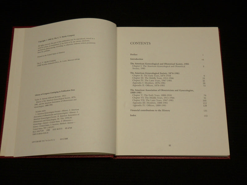1985 HISTORY OF AMERICAN GYNECOLOGICAL SOCIETY HARDCOVER BOOK - KD 7451