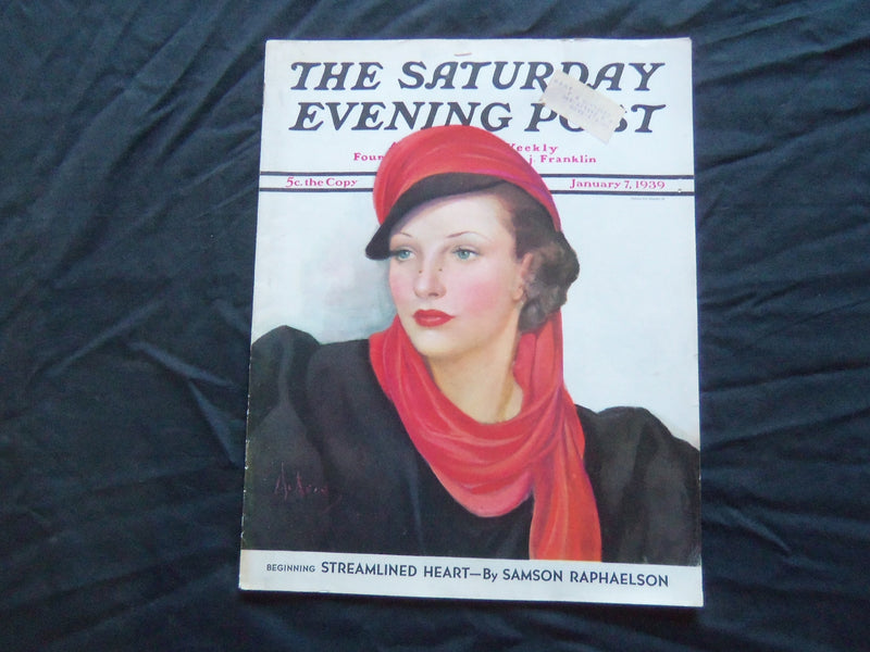1939 JANUARY 7 THE SATURDAY EVENING POST MAGAZINE - ILLUSTRATED COVER - SP 1768