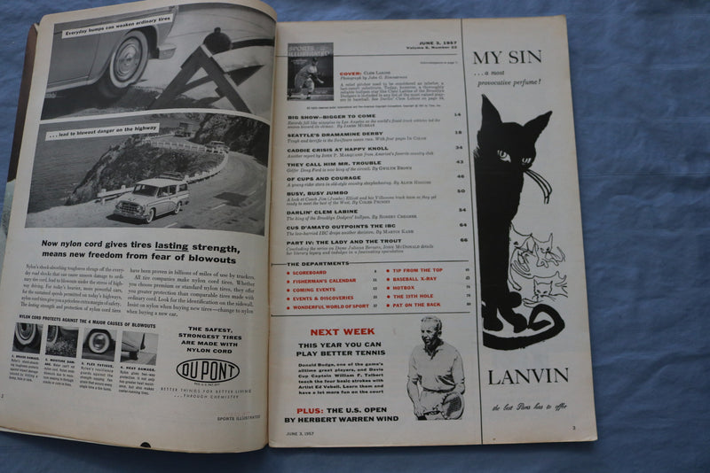 1957 JUNE 3 SPORTS ILLUSTRATED MAGAZINE - CLEM LABINE COVER - ST 5505J