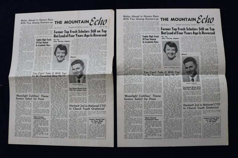 1952 APRIL 25 THE MOUNTAIN ECHO NEWSPAPER - SUFFERN HIGH SCHOOL -LOT OF 2- K 894