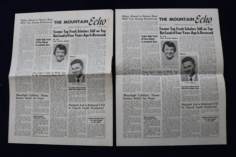 1952 APRIL 25 THE MOUNTAIN ECHO NEWSPAPER - SUFFERN HIGH SCHOOL -LOT OF 2- K 894