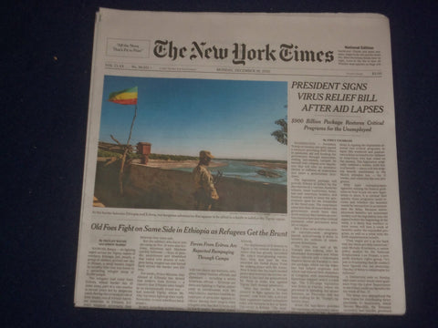2020 DECEMBER 28 NEW YORK TIMES - PRESIDENT SIGNS VIRUS BILL AFTER AID LAPSES