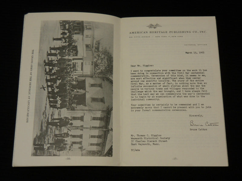 1963 WEYMOUTH HISTORICAL SOCIETY EXHIBITION SOFTCOVER BOOK - J 7085