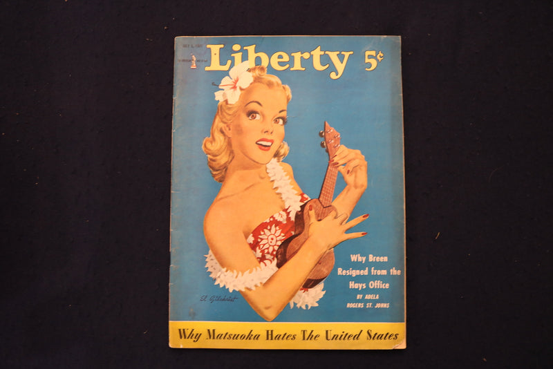 1941 JULY 5 LIBERTY MAGAZINE - AN ILLUSTRATED WOMAN COVER - E 19019