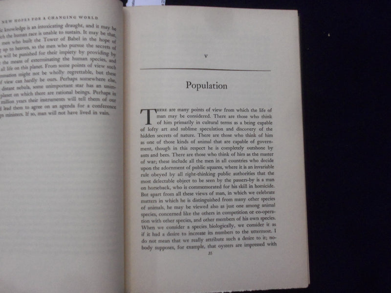 1951 NEW HOPES FOA A CHANGING WORLD HARDCOVER BOOK BY BERTRAND RUSSELL - KD 8675