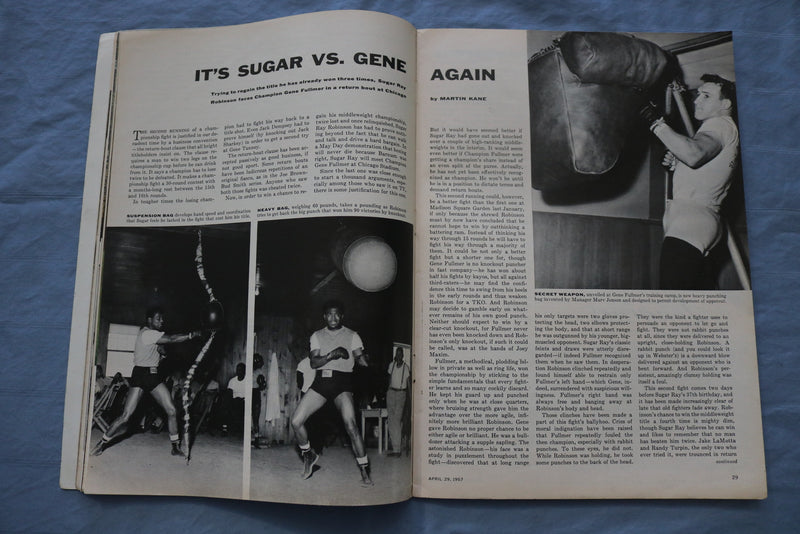 1957 APRIL 29 SPORTS ILLUSTRATED MAGAZINE - SUGAR RAY ROBINSON COVER - ST 5505F