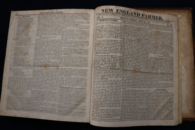 1826-1827 NEW ENGLAND FARMER BOUND VOLUME #5 - KD 9535