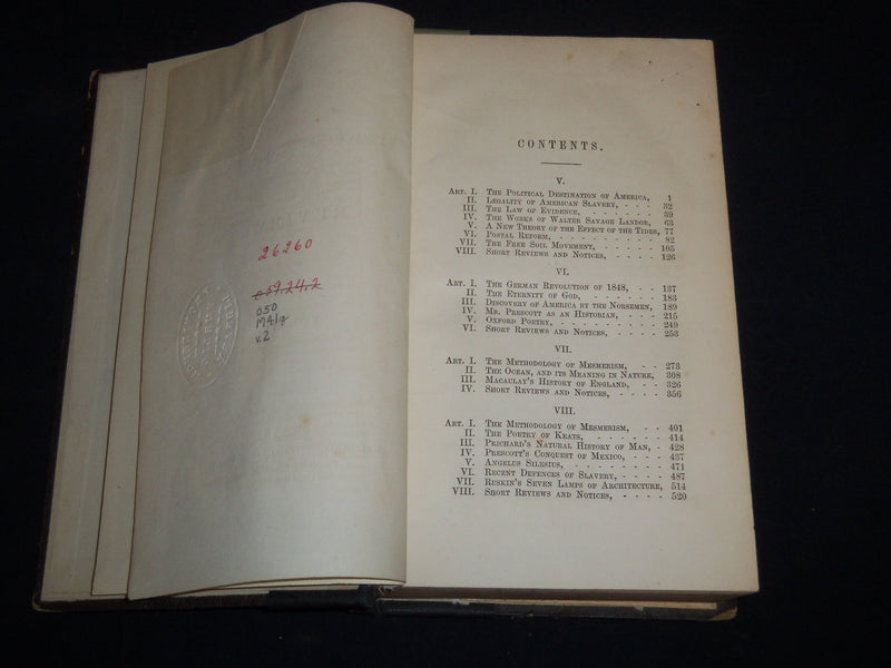 1849 THE MASSACHUSETTS QUARTERLY REVIEW BOUND VOLUME NO. 2 - KD 5633C