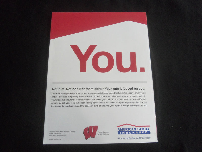 2008 OCTOBER 11 FOOTBALL PROGRAM - UNIV OF WISCONSIN VS PENN STATE UNIV- B 5534L