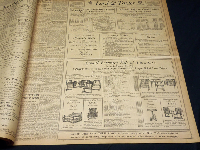 1915 JANUARY 24 NEW YORK TIMES - THAW'S TRIP HALTED BY BOSTON CROWDS - NT 7831