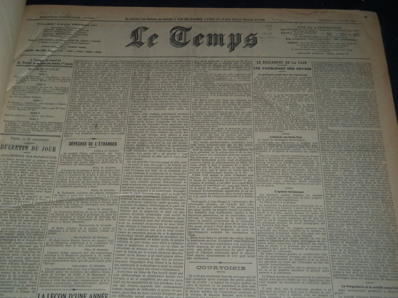 1932 JANUARY-MARCH LE TEMPS FRENCH NEWSPAPER BOUND VOLUME - VB 6