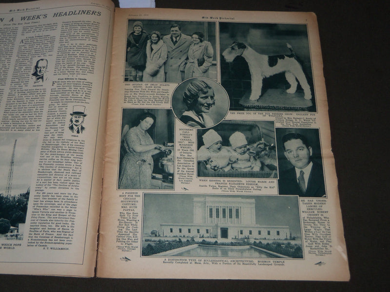 1931 FEBRURAY 21 MID-WEEK PICTORIAL MAGAZINE SECTION - SLYVIA SIDOVEY - J 3235