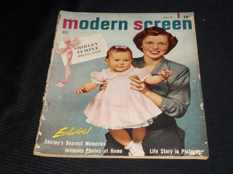 1949 APRIL MODERN SCREEN MAGAZINE - SHIRLEY TEMPLE & BABY FRONT COVER - E 1837